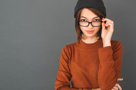 Young girl teenager isolated portrait shopping conceptの写真素材