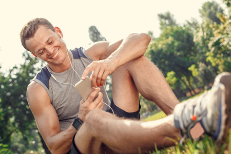 Young man runner jogging exercise healthy lifestyleの写真素材