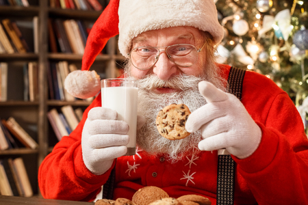 Santa Claus in the library christmas new year conceptの写真素材