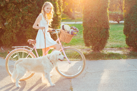 Young woman blonde hair summer style conceptの写真素材