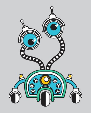 Cartoon cute robot. Colorful Toy. Vector characterのイラスト素材