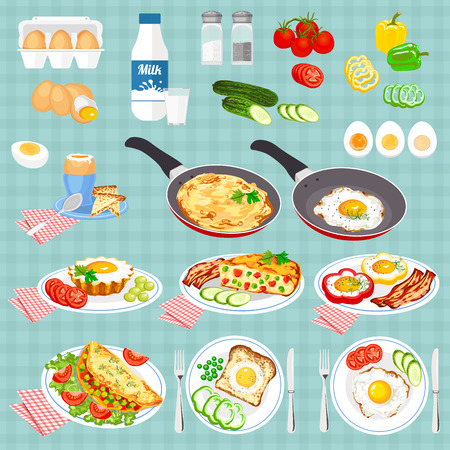 Set of pictures cooked eggs.Egg Breakfastのイラスト素材
