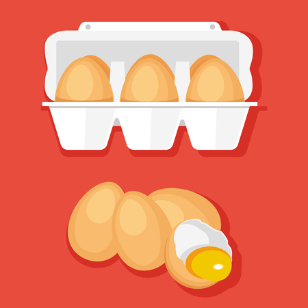 colorful illustration of fresh eggs in containerのイラスト素材
