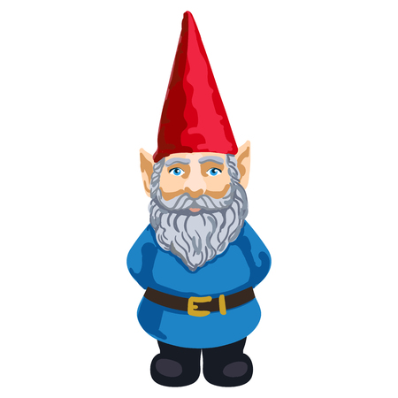 colorful illustration of garden gnome isolated on white background.のイラスト素材