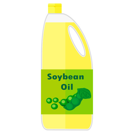 Vector colorful illustration of a bottle with soybean oil.のイラスト素材