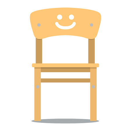 Vector colorful illustration of wooden children chair with backrest in flat style, isolated on white background, furniture for an interior, children room.のイラスト素材