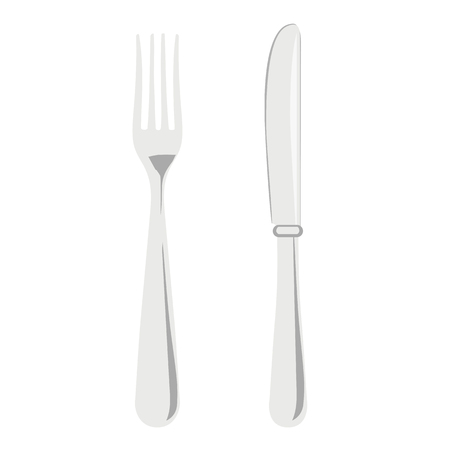 A Vector colorful illustration of a fork and knife isolated on white background.のイラスト素材