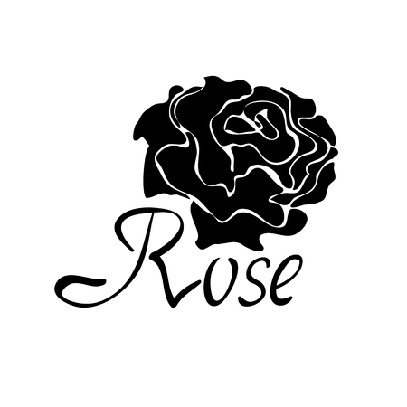 Vector black silhouette logo rose isolated on white backgroundのイラスト素材