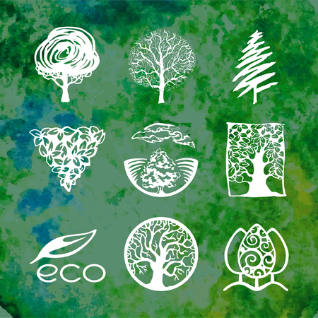 Various Tree sketches icon collectionのイラスト素材