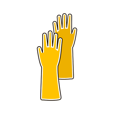 Vector colorful illustration of rubber glove for hygiene cleaning and wash work. Flat icon.の写真素材