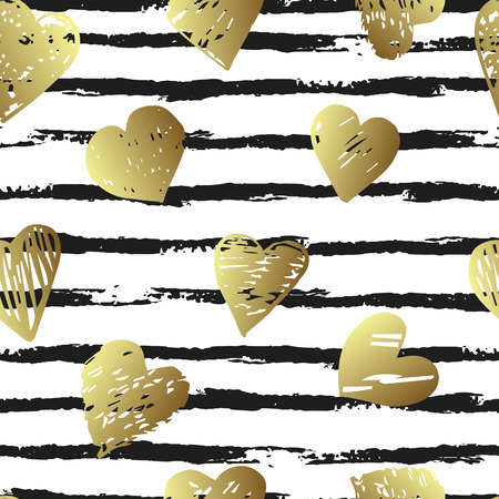 Vector seamless pattern with hearts shape and gorizontal brush stroke in a modern style. Happy Valentines day illustration. For wallpaper, pattern fills, web page, textures, textile, wrapping paperのイラスト素材