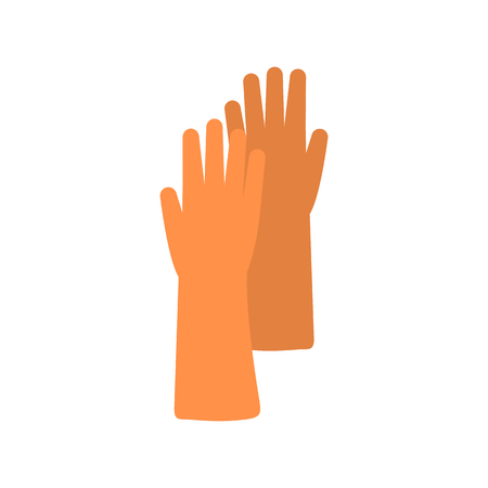 Vector colorful illustration of rubber glove for hygiene cleaning and wash work. Flat icon.のイラスト素材