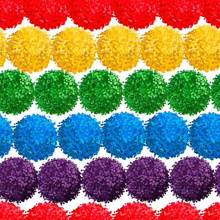 Pattern with tiny furry flowers or pompoms in variety of bright colors.のイラスト素材