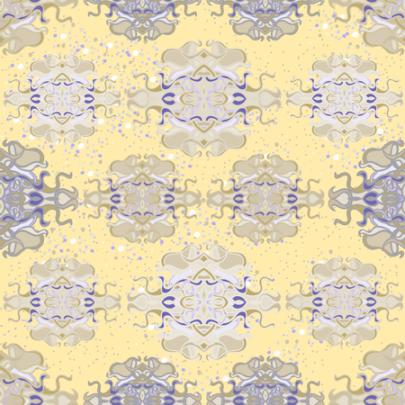 Vector seamless background with colorful abstract shape and lines of vegetative character in a retro style. Can be used for wallpaper, pattern fills, web page, textures, textile print, wrapping paperのイラスト素材