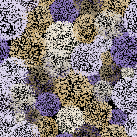 Vector seamless pattern with small furry flowers or pompoms in variety of colors can be used for web, print, wallpaper, spring summer fashion, fabric, textile, card background.のイラスト素材