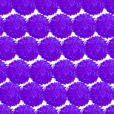 Vector seamless pattern with small furry flowers or pompoms in blue bright color can be used for web, print, wallpaper, spring summer fashion, fabric, textile, card background.のイラスト素材