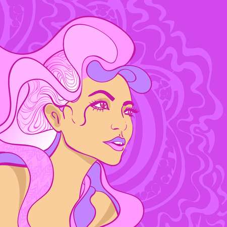 Vector colorful girl portraitのイラスト素材