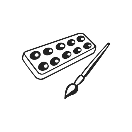 Vector hand drawn outline, icon cap of watercolor isolated on white backgroundのイラスト素材