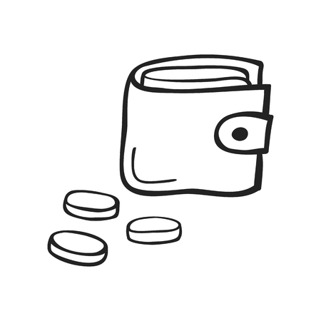Vector hand drawn icon of wallet isolated on white backgroundのイラスト素材