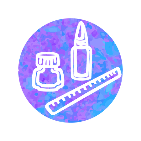 Hand drawn icon of clerical on round watercolor illustration.のイラスト素材