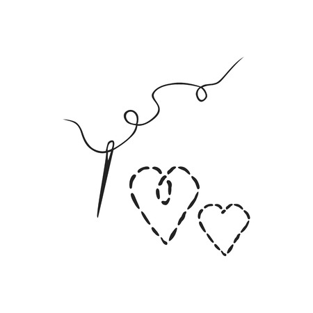 Vector hand drawn icon of embroidery isolated on white backgroundのイラスト素材
