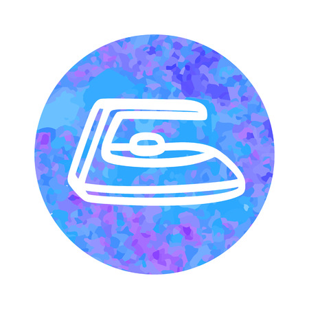 Vector hand drawn icon of iron on watercolor backgroundのイラスト素材