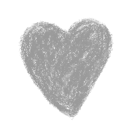 Vector colorful illustration heart shape drawn with red colored pencil child drew isolated on white backgroundのイラスト素材
