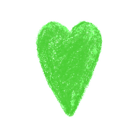 Vector colorful illustration heart shape drawn with red colored pencil child drew isolated on white backgroundのイラスト素材
