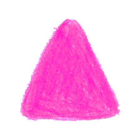 Vector colorful detailed backdrop triangle shape with crayon scribble texture. Abstract stain isolated on white background. Design template for poster, card, banner, flyers, invitation, brochure, saleのイラスト素材