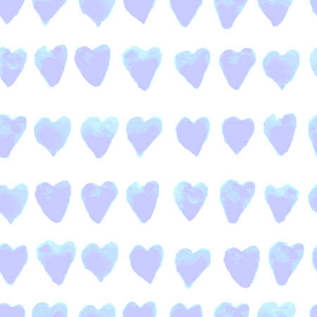 Vector seamless pattern with watercolor hearts shape in a modern style. Happy Valentines day illustration. For wallpaper, pattern fills, web page, textures, textile, wrapping paper.のイラスト素材