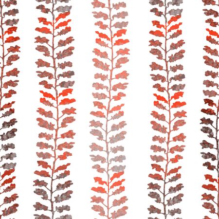 Vector seamless background with colorful watercolor illustration of stripe of herbs or plants. Can be used for wallpaper, pattern fills, web page, surface textures, textile print, wrapping paperのイラスト素材