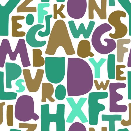 Vector seamless background with colorful letters. Alphabet. Can be used for wallpaper, pattern fills, web page, surface textures, textile print, wrapping paperのイラスト素材
