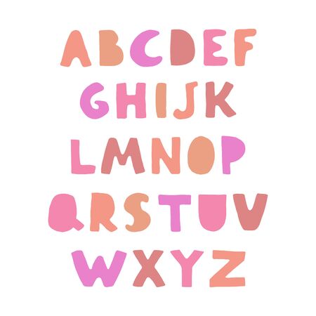 Vector cute colorful alphabet for kids. Can be used as elemets for your design for greeting cards, nursery, poster, card, birthday party, packaging paper design, baby t-shirts printsのイラスト素材