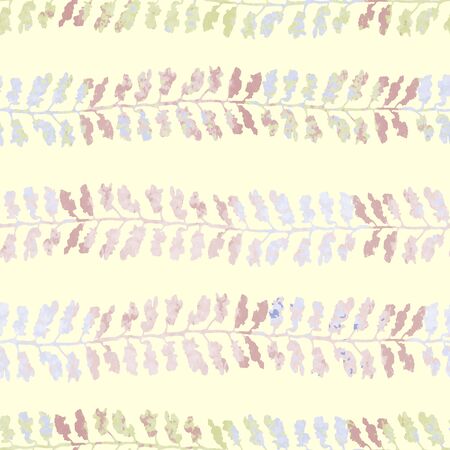 Vector seamless background with colorful watercolor illustration of stripe of herbs or plants. Can be used for wallpaper, pattern fills, web page, surface textures, textile print, wrapping paperのイラスト素材