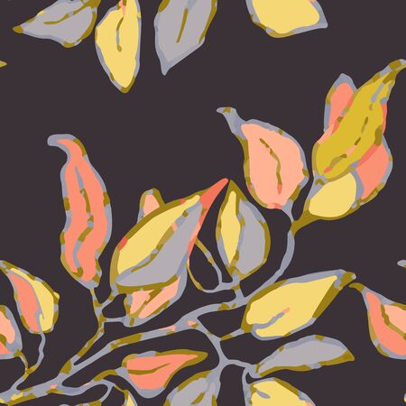 Vector seamless background with colorful illustration of leaves. Can be used for wallpaper, pattern fills, web page, surface textures, textile print, wrapping paperのイラスト素材