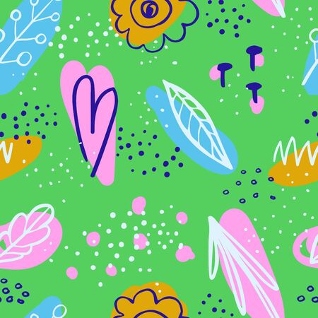 Vector modern seamless pattern with colorful hand draw abstract elements, doodles. Can be used for wallpaper, pattern fills, web page, surface textures, textile print, wrapping paper, presentationのイラスト素材