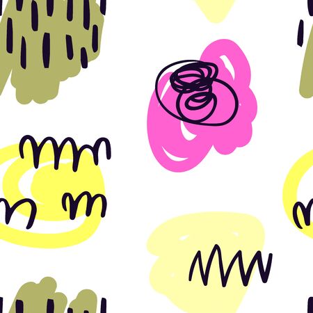 Vector modern seamless pattern with colorful hand draw abstract elements, doodles. Can be used for wallpaper, pattern fills, web page, surface textures, textile print, wrapping paper, presentationのイラスト素材