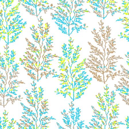 Vector seamless background with colorful watercolor illustration of herbs, plants and flowers. Can be used for wallpaper, pattern fills, web page, surface textures, textile print, wrapping paperのイラスト素材