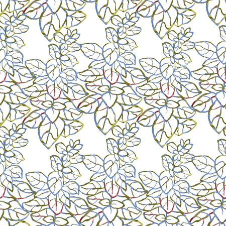Vector seamless background with colorful watercolor illustration of herbs, plants and flowers. Can be used for wallpaper, pattern fills, web page, surface textures, textile print, wrapping paperのイラスト素材