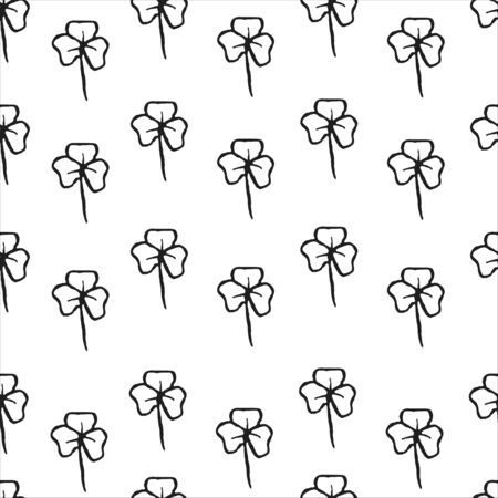 Vector seamless background with hand drawn illustration of herbs, or plants black on white field. Can be used for wallpaper, pattern fills, web page, surface textures, textile print, wrapping paperのイラスト素材
