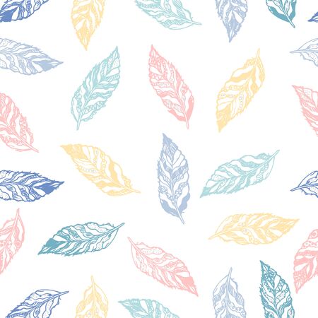 Vector seamless background with colorful illustration of leaves. Can be used for wallpaper, pattern fills, web page, surface textures, textile print, wrapping paperのイラスト素材