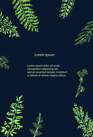 Vector floral template. Hand draw frame. Can be used for invitation, greeting card, poster, bannerのイラスト素材