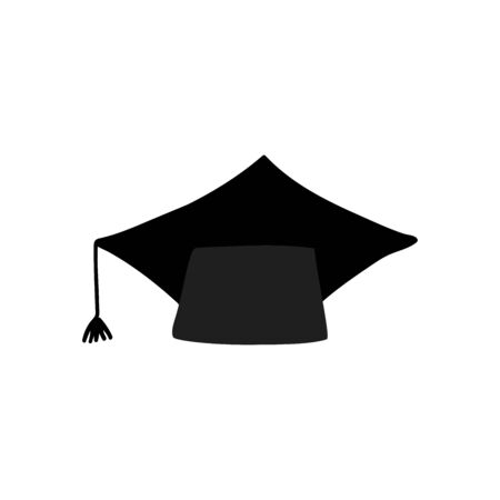 Vector hand drawn illustration of graduate cap on white backgroundのイラスト素材