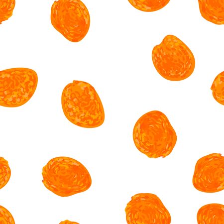 Vector colorful seamless pattern with illustrations of dried apricots isolated on white background. Can be used for wallpaper, pattern fills, web page, surface textures, textile print, wrapping paperのイラスト素材