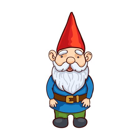 Vector colorful illustration of garden gnome. Cute fairytale characterのイラスト素材