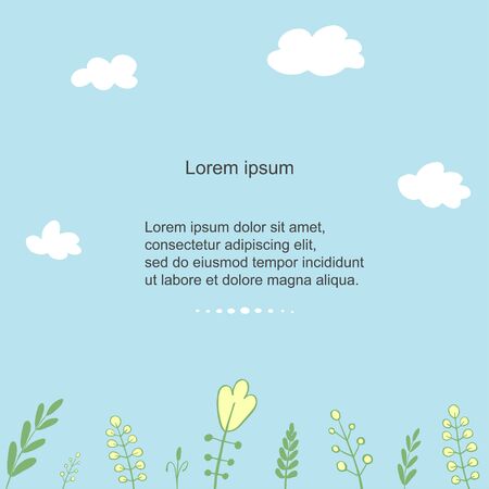 Vector colorful floral template. Hand draw frame. Doodles. Can be used for invitation, greeting card, poster, bannerのイラスト素材