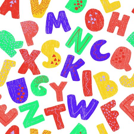 Vector seamless  with colorful Alphabet.のイラスト素材