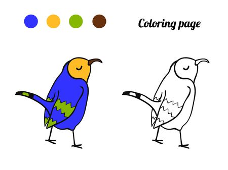 Illustration of cute bird. Coloring page or book for baby.のイラスト素材