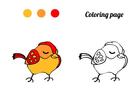 Illustration of cute bird. Coloring page or book for baby.のイラスト素材