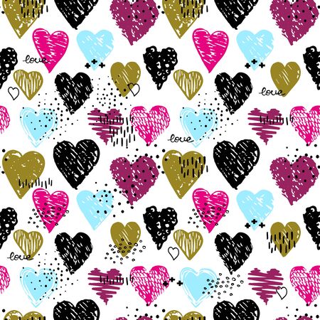 Vector seamless pattern with hearts shape in a modern styleのイラスト素材